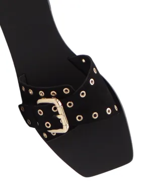 CAVERLEY II Rave Slide Stud - Black Suede