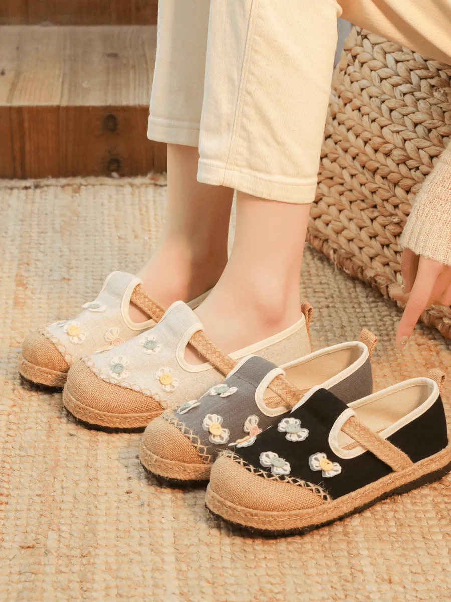 Charlize Bow Tie Applique Linen Loafer - Apricot