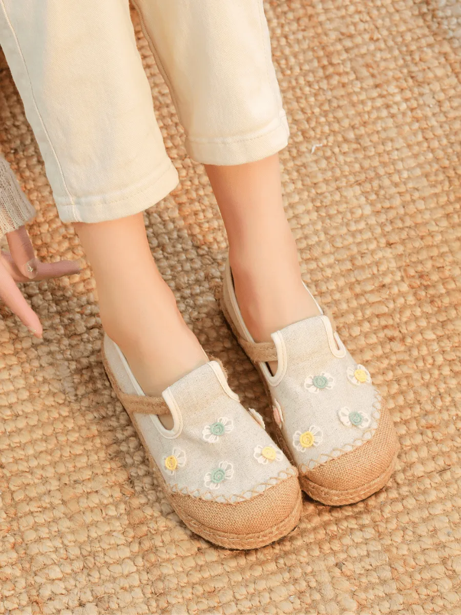 Charlize Bow Tie Applique Linen Loafer - Apricot