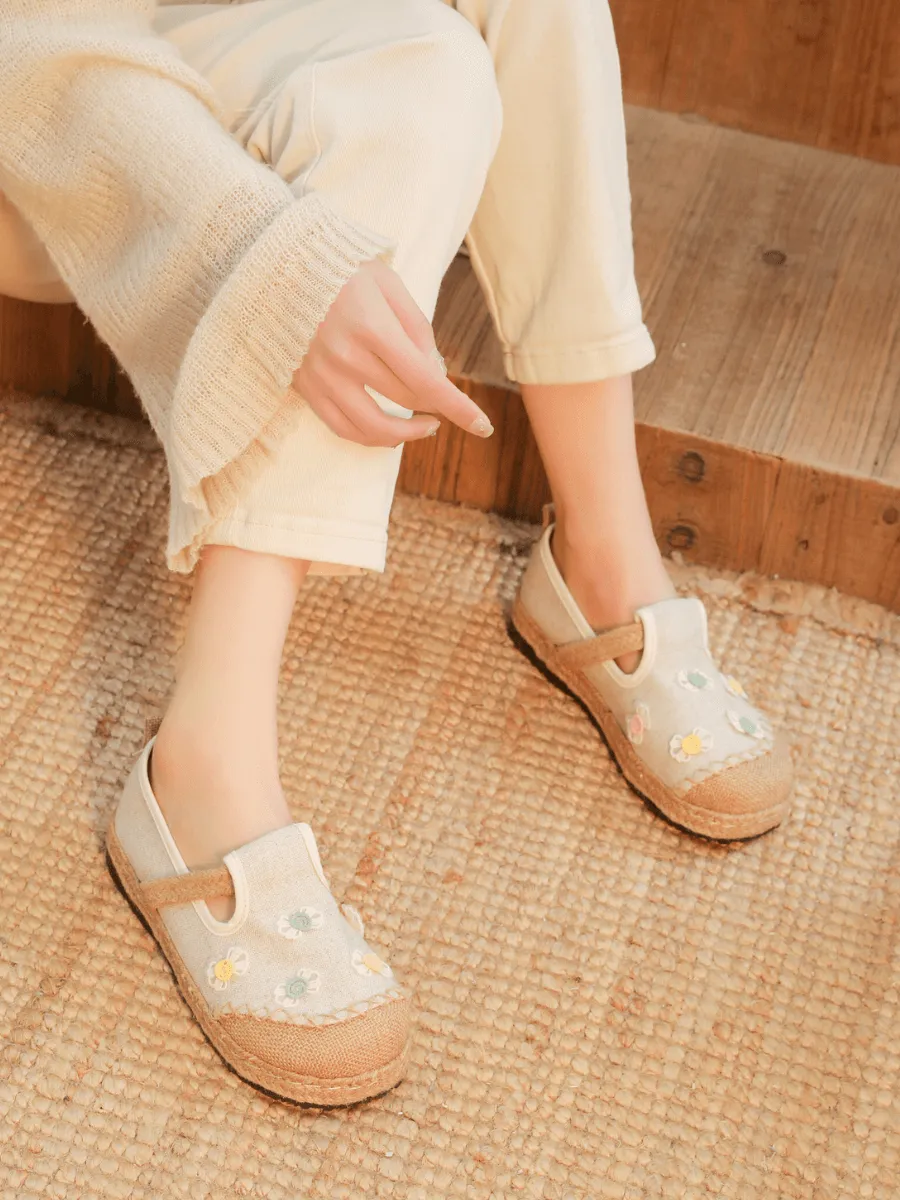 Charlize Bow Tie Applique Linen Loafer - Apricot