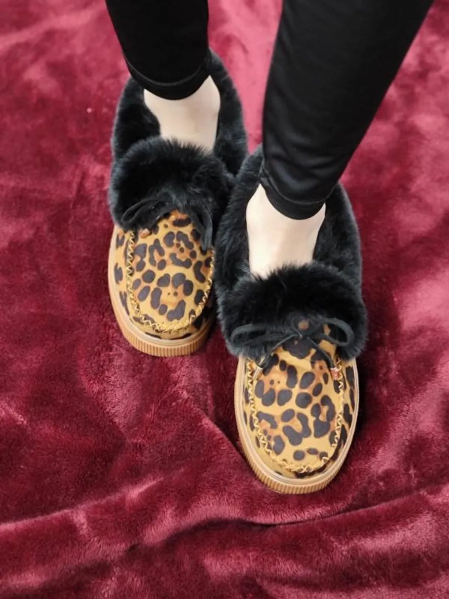 Cheetah Faux-Fur Anklet Yana Moccasin