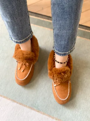 Chestnut Faux-Fur Anklet Yana Moccasin