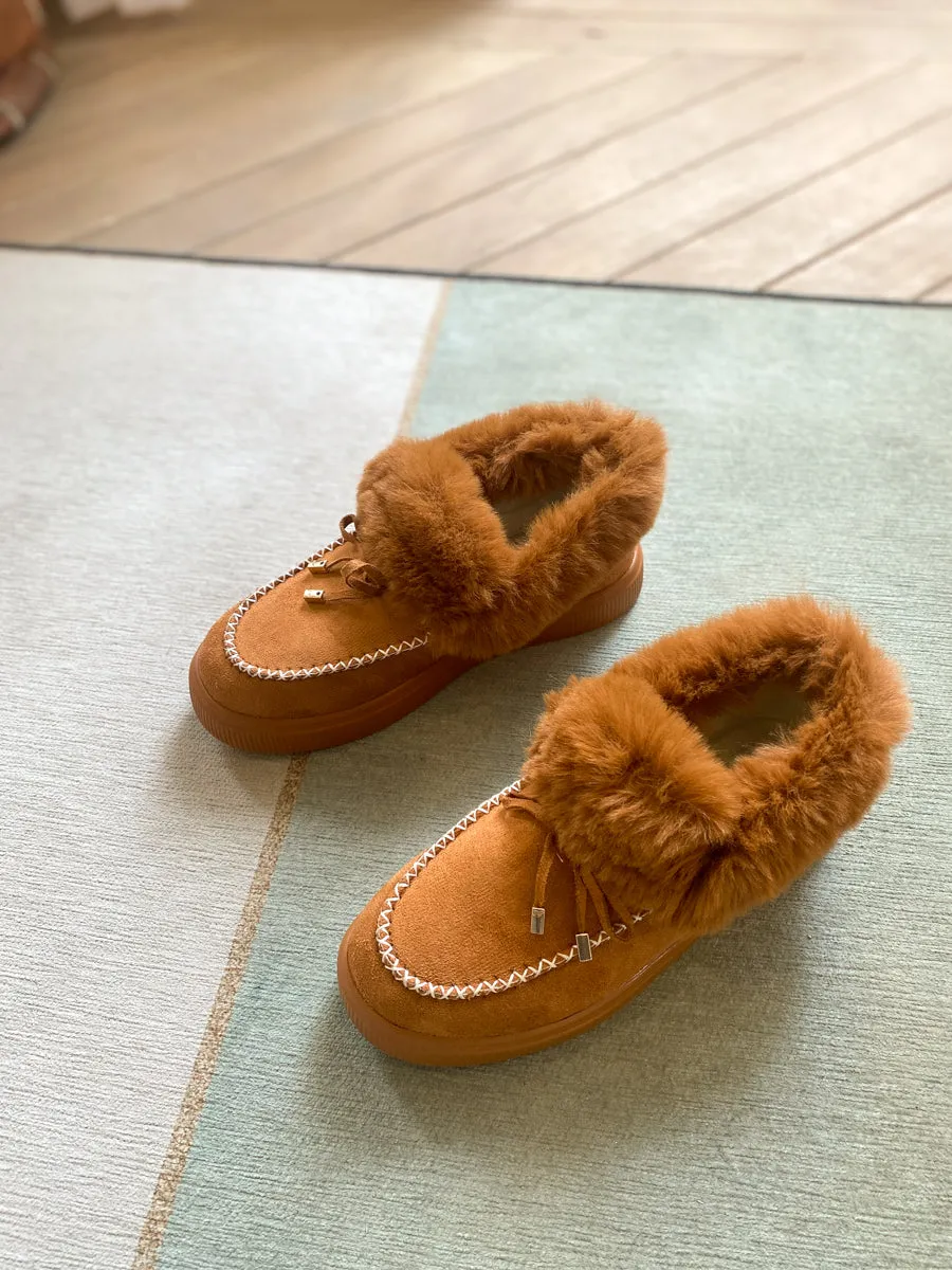 Chestnut Faux-Fur Anklet Yana Moccasin