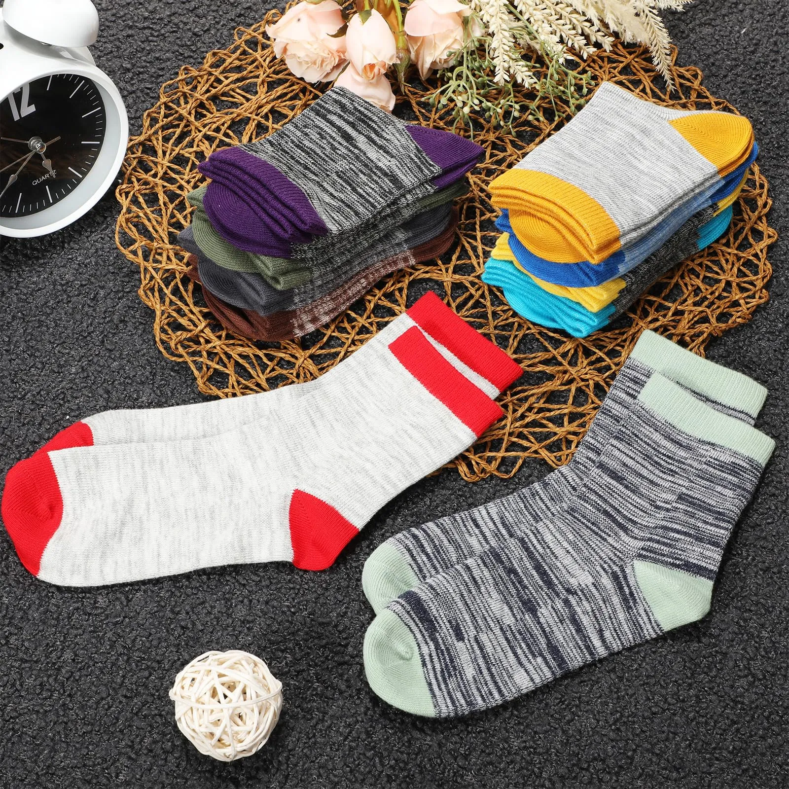 Chuarry 50 Pairs Kids Warmth Socks Bulk Soft Cotton Socks for Ankle Crew Breathable Athletic Winter Sports(for 7-10 Years)