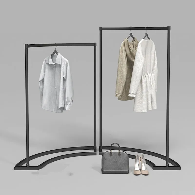 Clothing Shop Display Rack Floor Standing Clothes Rack Gantry Rack Curved Side Hanging