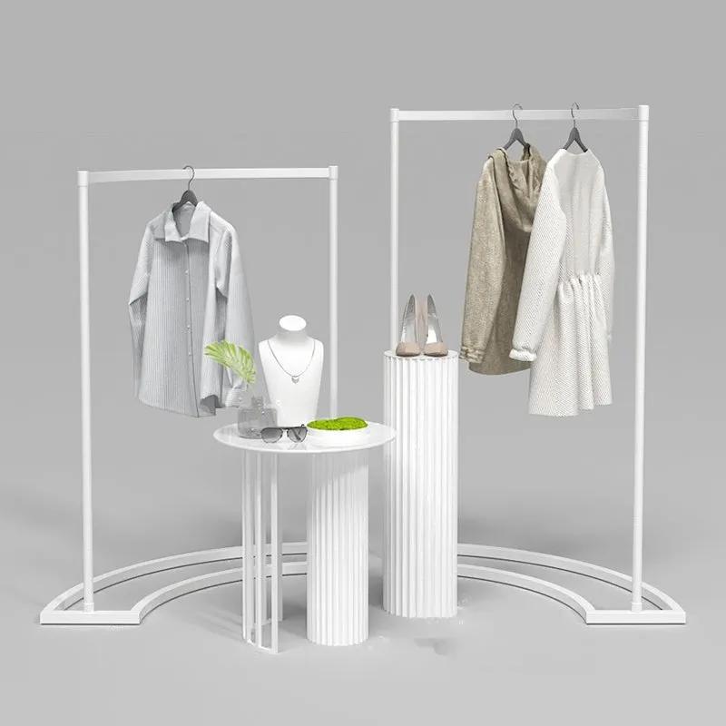Clothing Shop Display Rack Floor Standing Clothes Rack Gantry Rack Curved Side Hanging