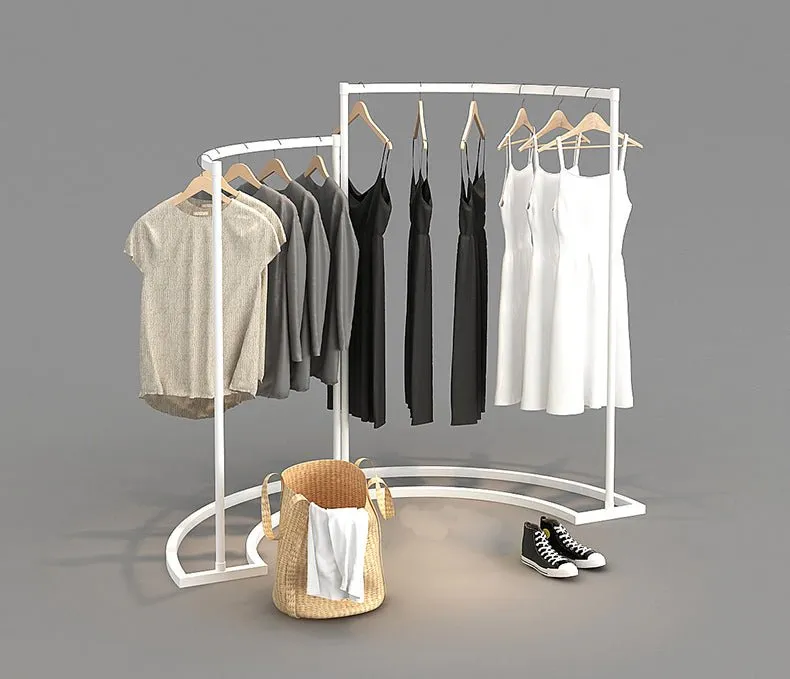 Clothing Shop Display Rack Floor Standing Clothes Rack Gantry Rack Curved Side Hanging