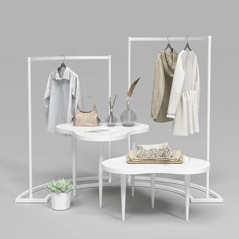 Clothing Shop Display Rack Floor Standing Clothes Rack Gantry Rack Curved Side Hanging