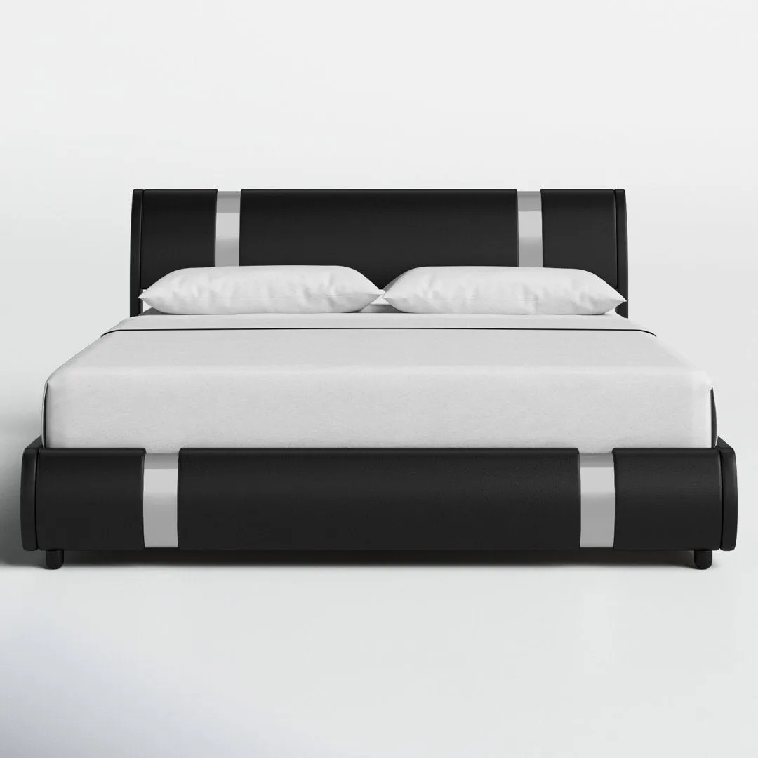 Conshohocken Low Profile Modern Leather Upholstered Platform Bed Frame with Adjustable Headboard Wade Logan® Color: Black Size: King