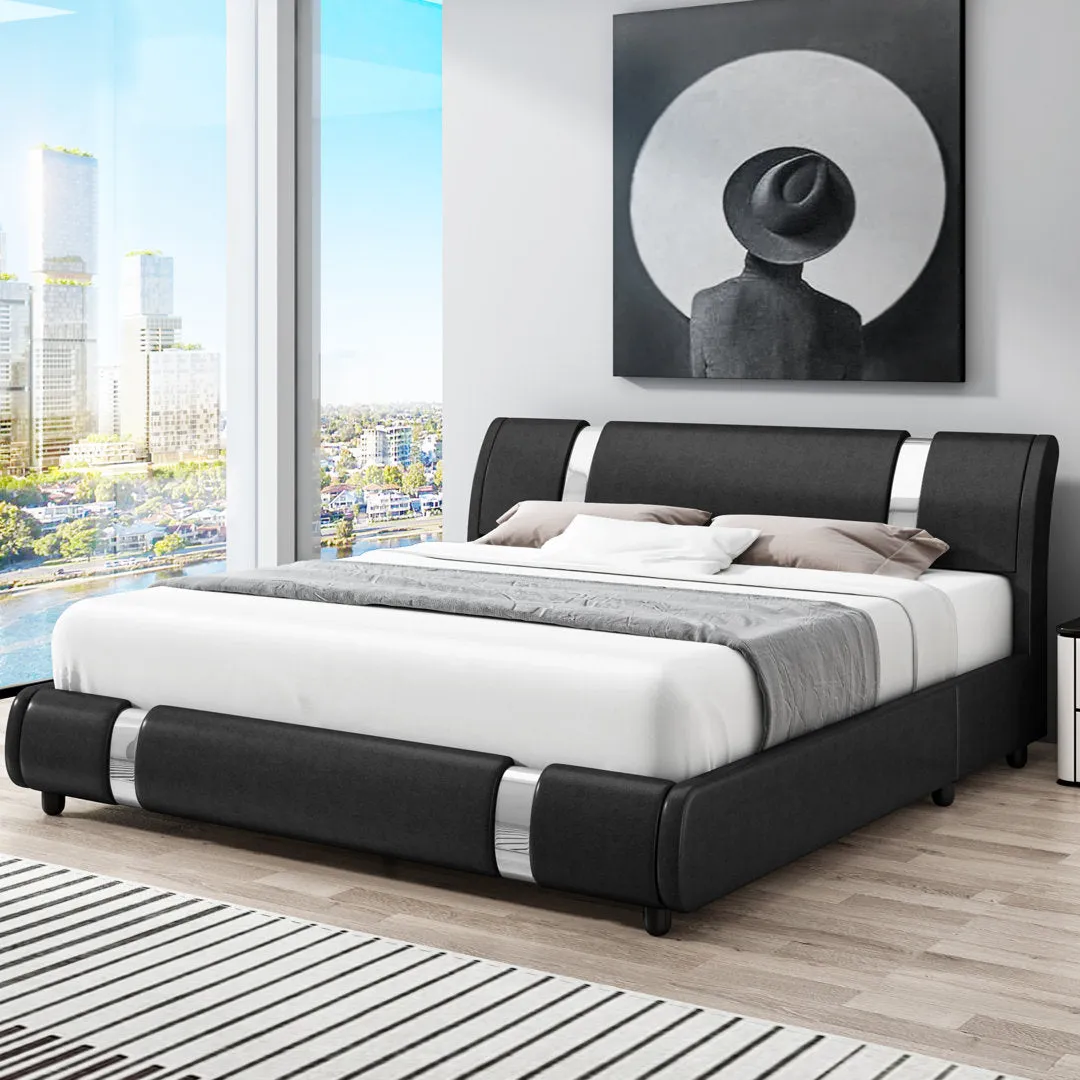 Conshohocken Low Profile Modern Leather Upholstered Platform Bed Frame with Adjustable Headboard Wade Logan® Color: Black Size: King