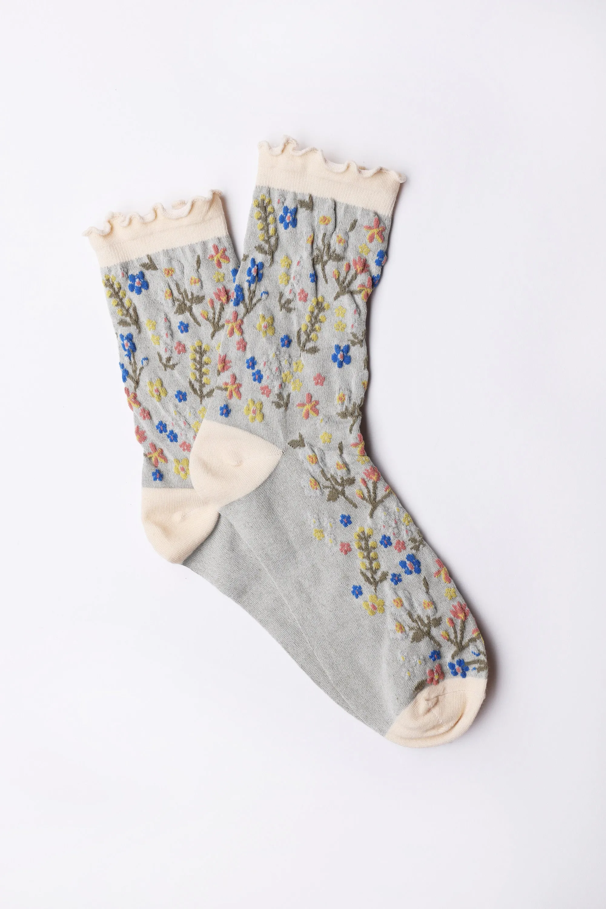 Courtney Textured Floral Crew Socks