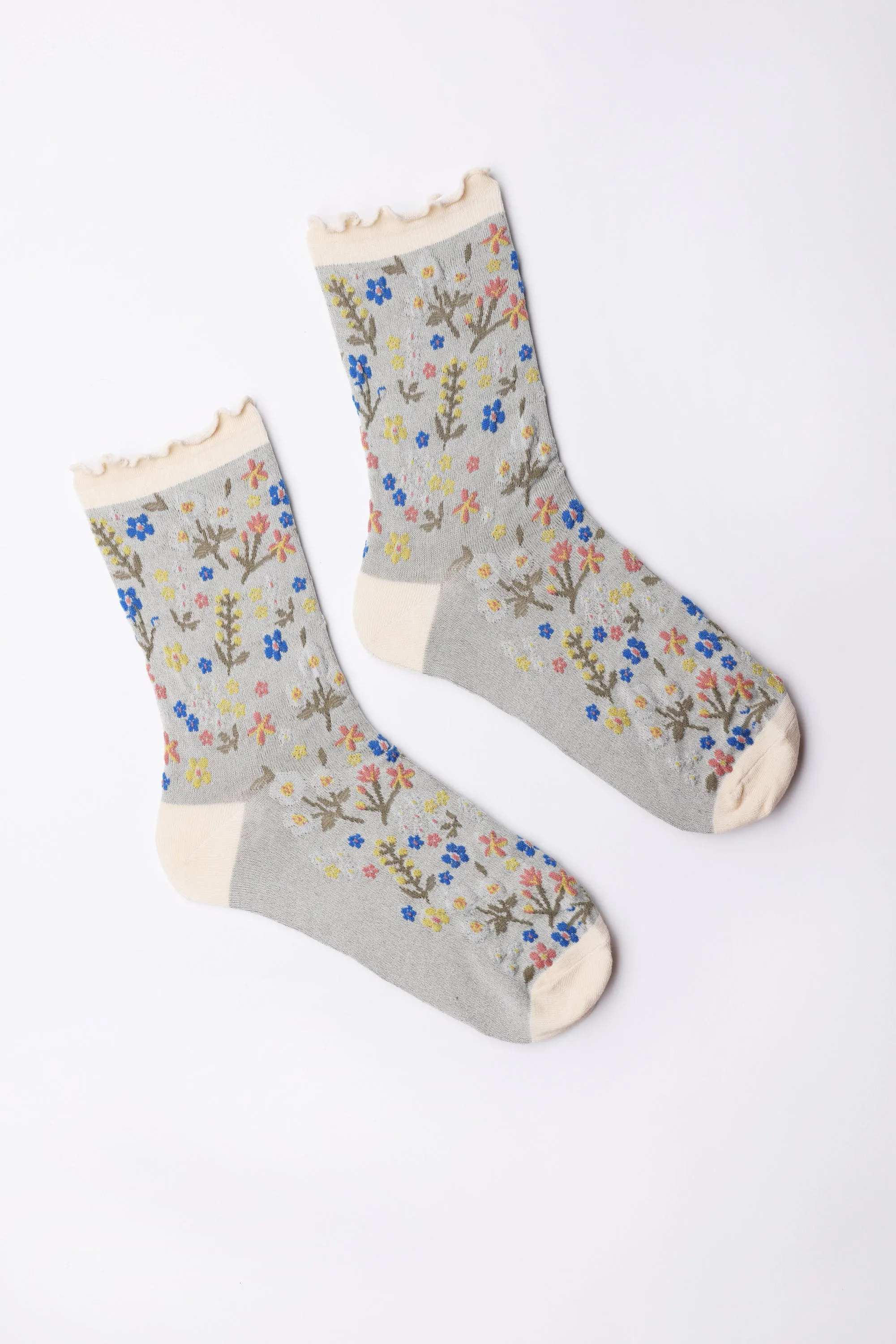 Courtney Textured Floral Crew Socks