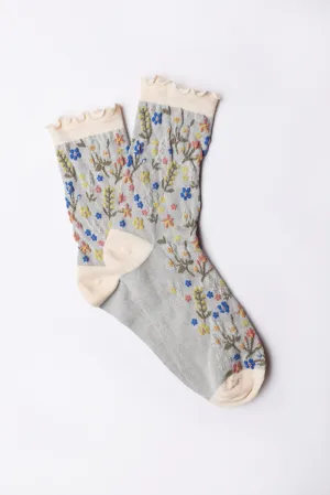 Courtney Textured Floral Crew Socks