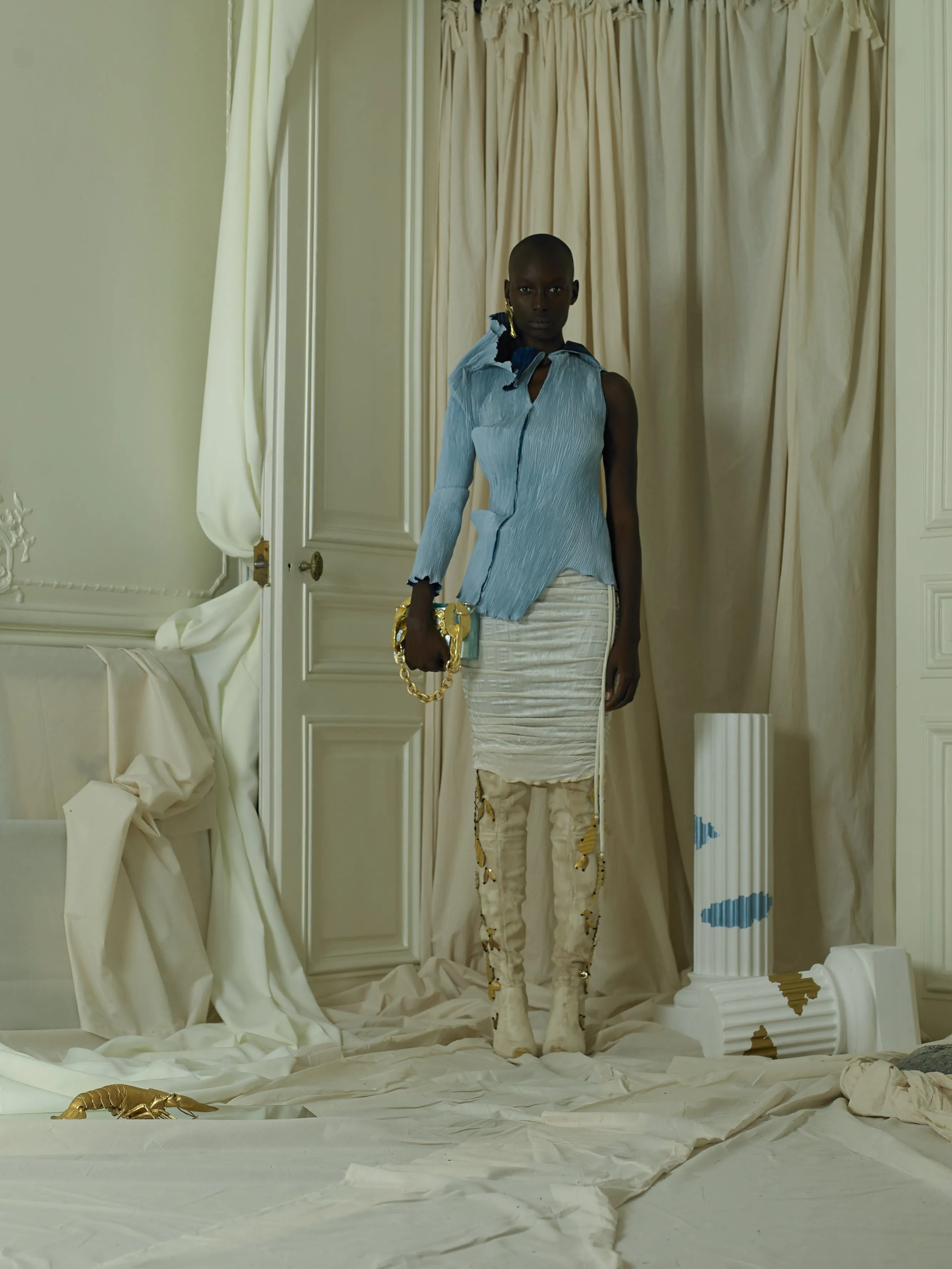 Couture : Josa Collage Heeled Boots - Sand/Gold