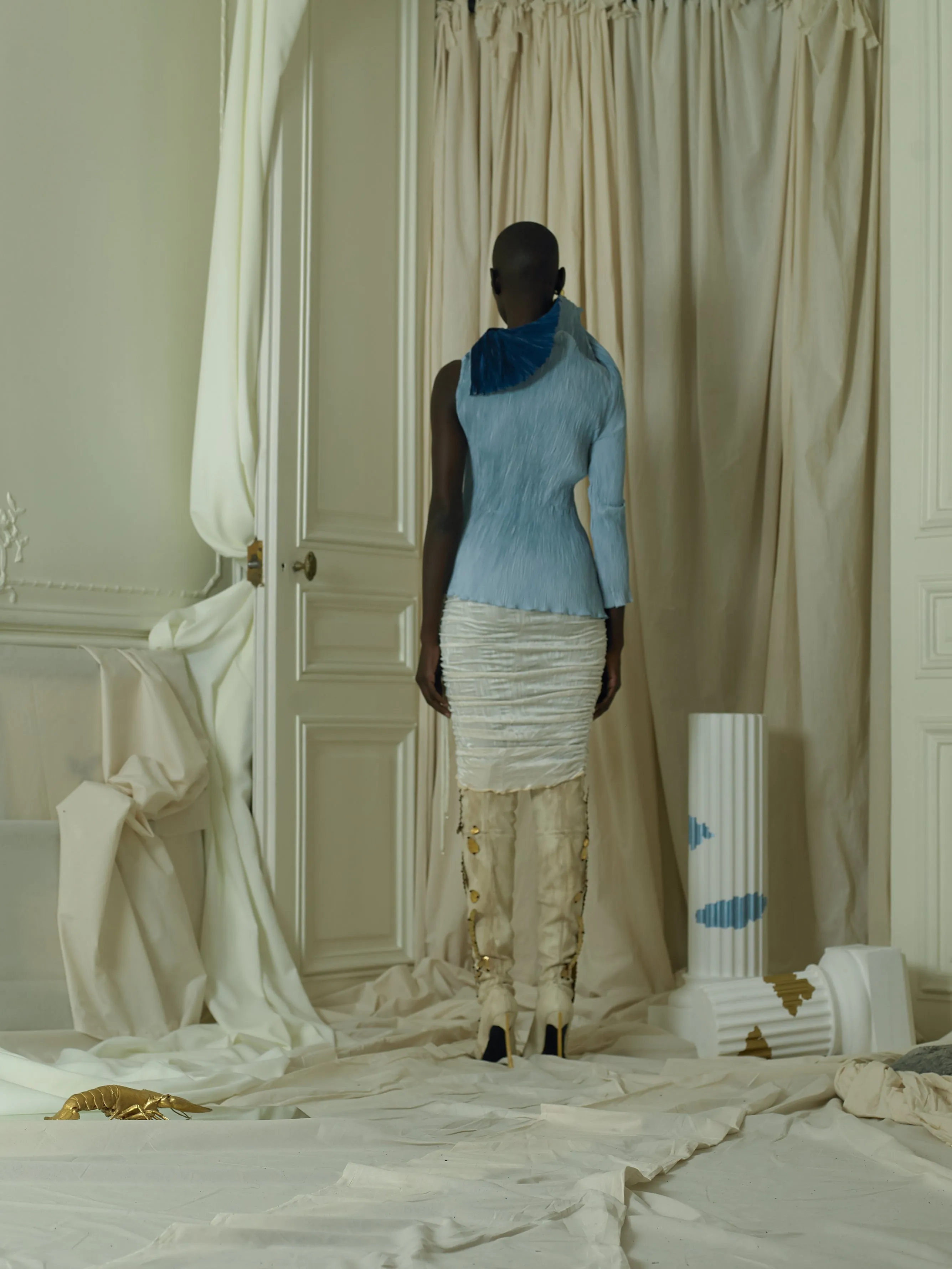 Couture : Josa Collage Heeled Boots - Sand/Gold