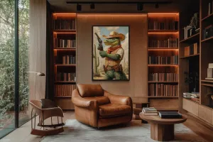 Crocodile Cowboy Funny Western Man Cave Wall Art