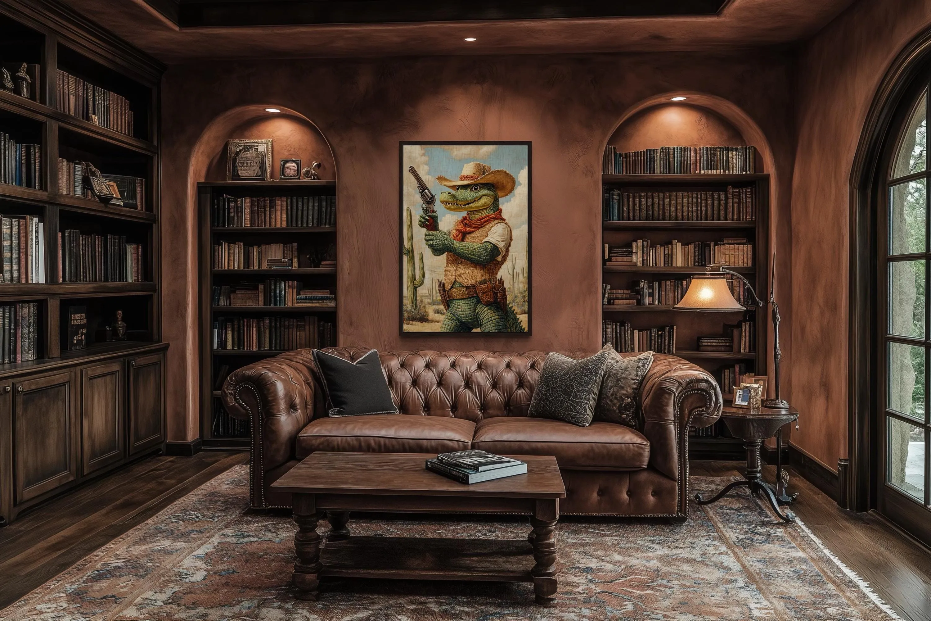 Crocodile Cowboy Funny Western Man Cave Wall Art