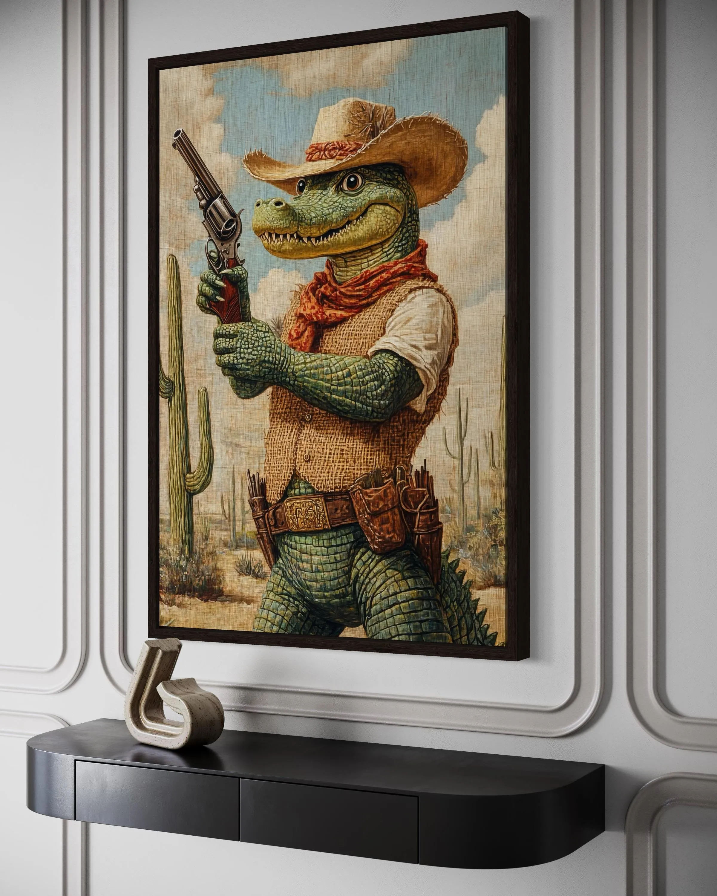 Crocodile Cowboy Funny Western Man Cave Wall Art