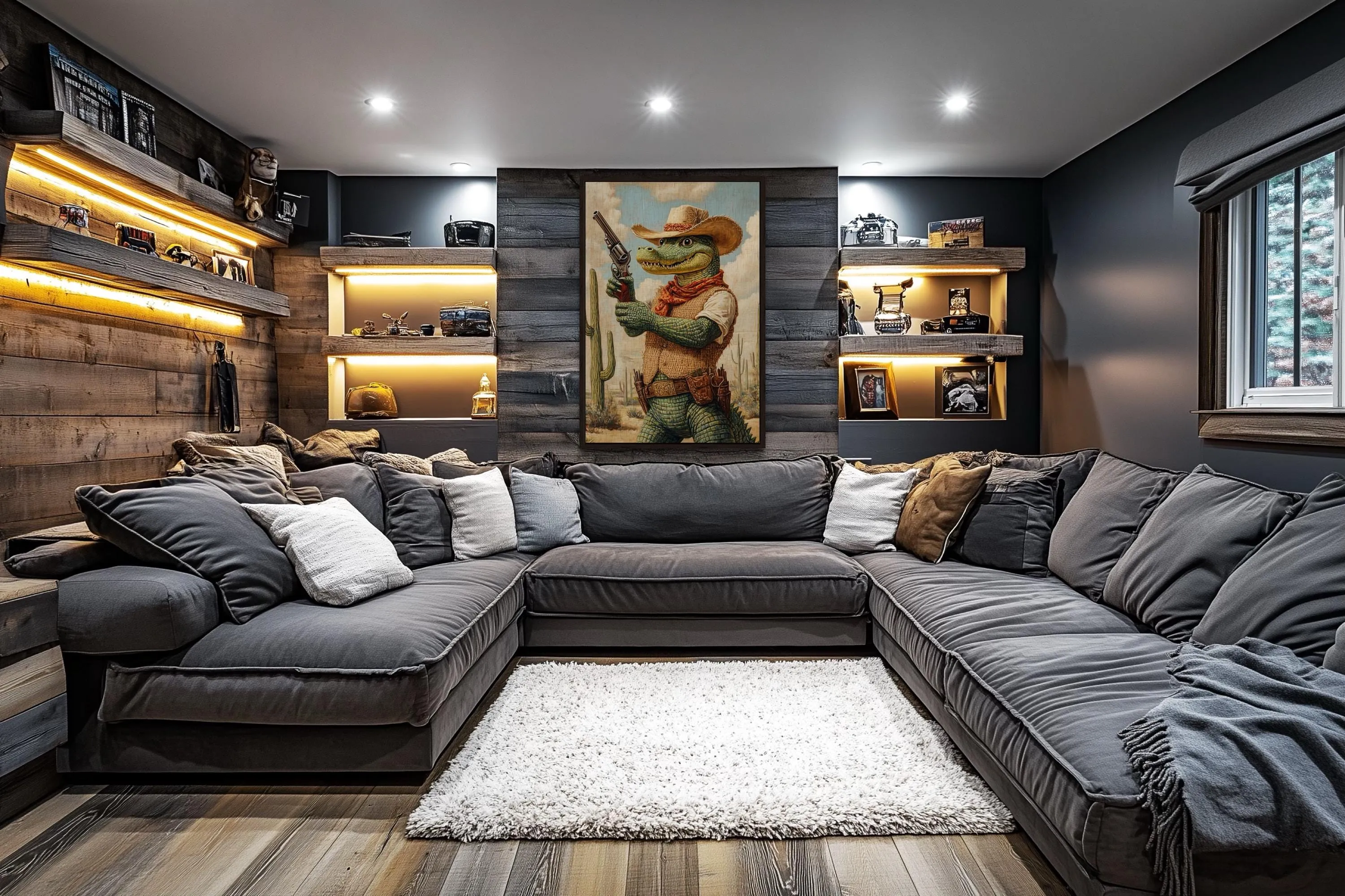 Crocodile Cowboy Funny Western Man Cave Wall Art
