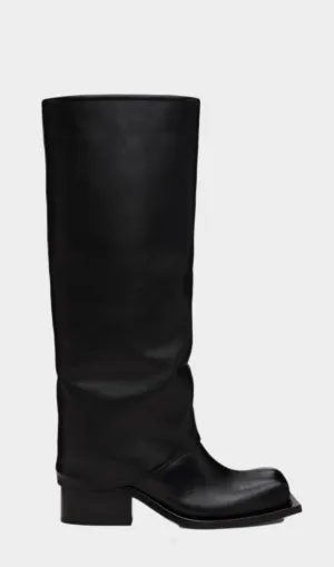 Danika Chunky Heel Metallic Trouser Boots - Black