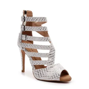 Denee - Ivory Metallic Snake - Suede Sole