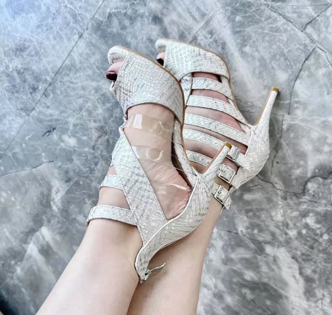 Denee - Ivory Metallic Snake - Suede Sole
