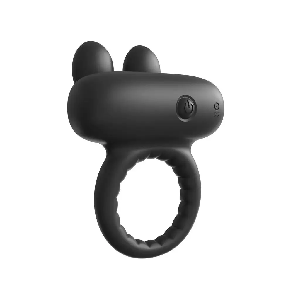 Dream Toys Silicone Black Rechargeable Rabbit Cock Ring