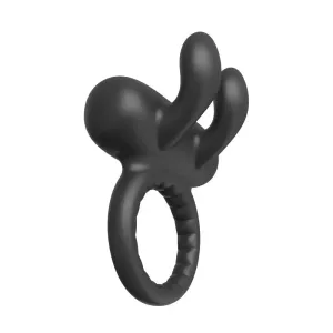 Dream Toys Silicone Black Rechargeable Rabbit Cock Ring