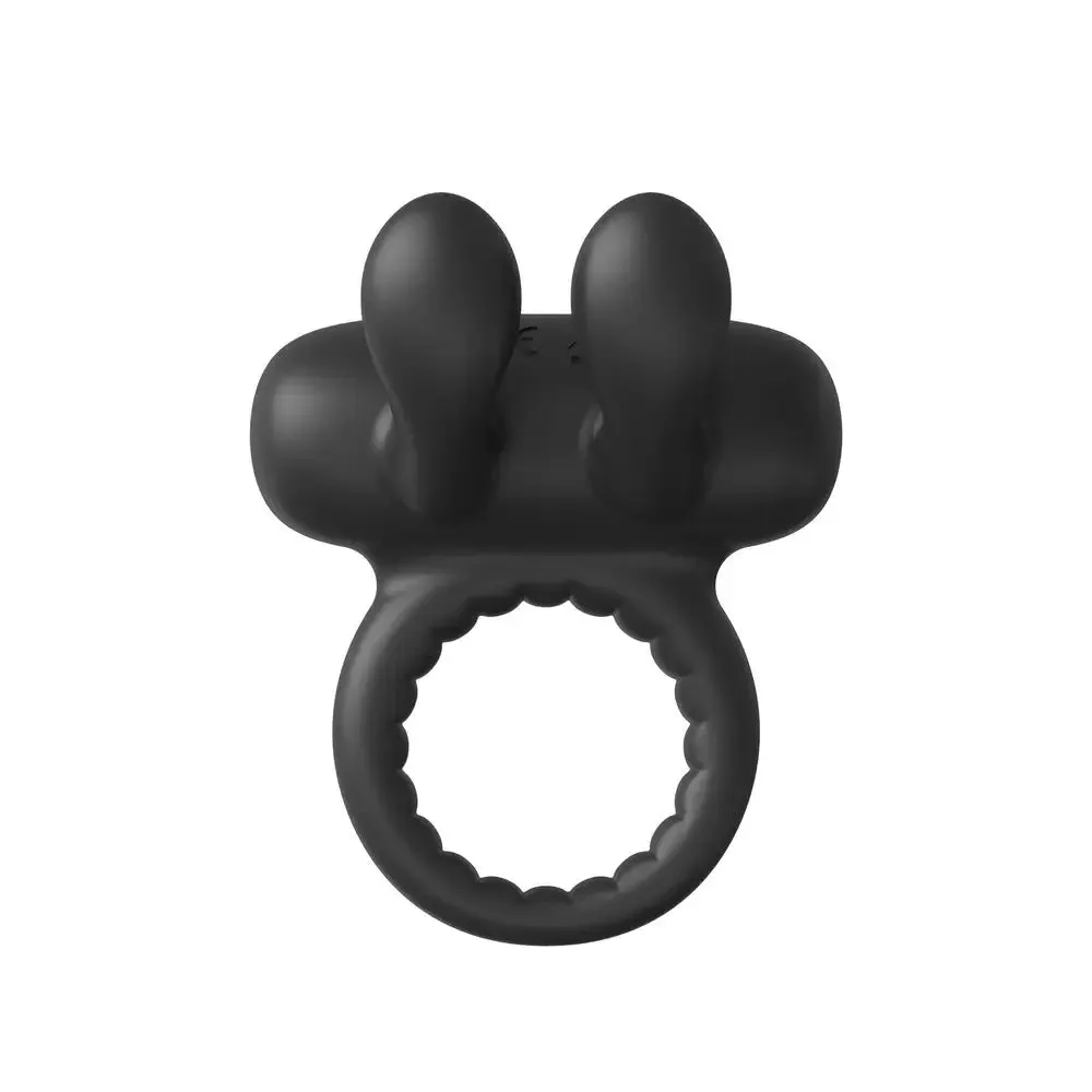 Dream Toys Silicone Black Rechargeable Rabbit Cock Ring