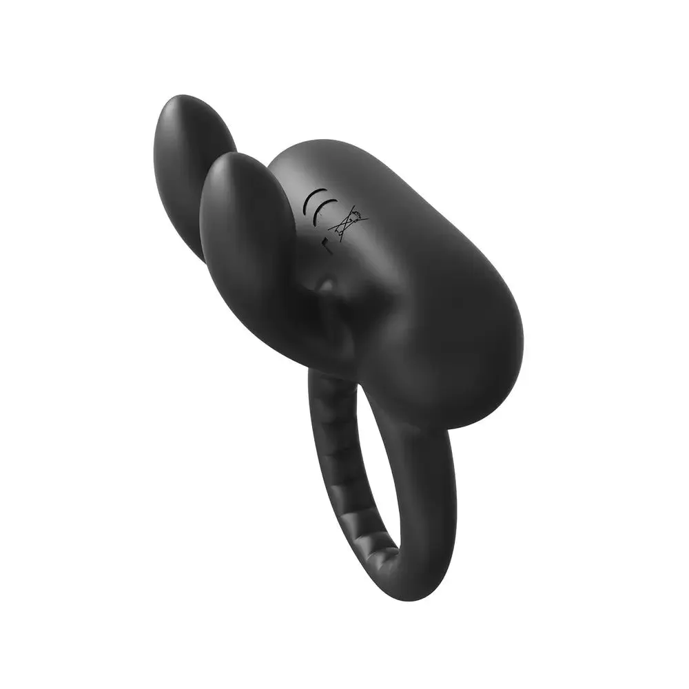 Dream Toys Silicone Black Rechargeable Rabbit Cock Ring