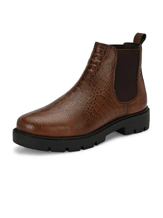 El Paso Women Textured Round Toe Chelsea Boots