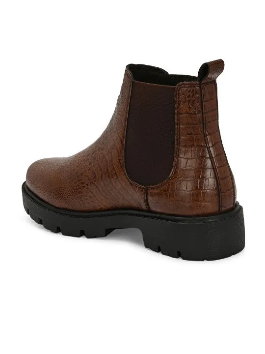El Paso Women Textured Round Toe Chelsea Boots