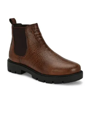 El Paso Women Textured Round Toe Chelsea Boots