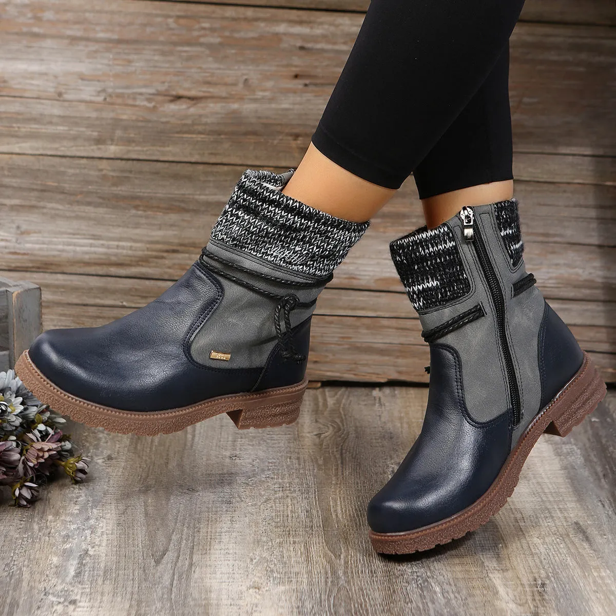 Elegant Leather Slip-On Boots for Women