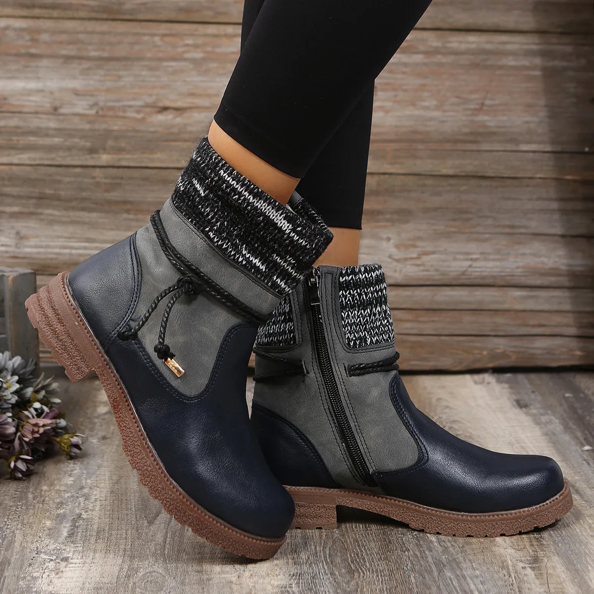 Elegant Leather Slip-On Boots for Women
