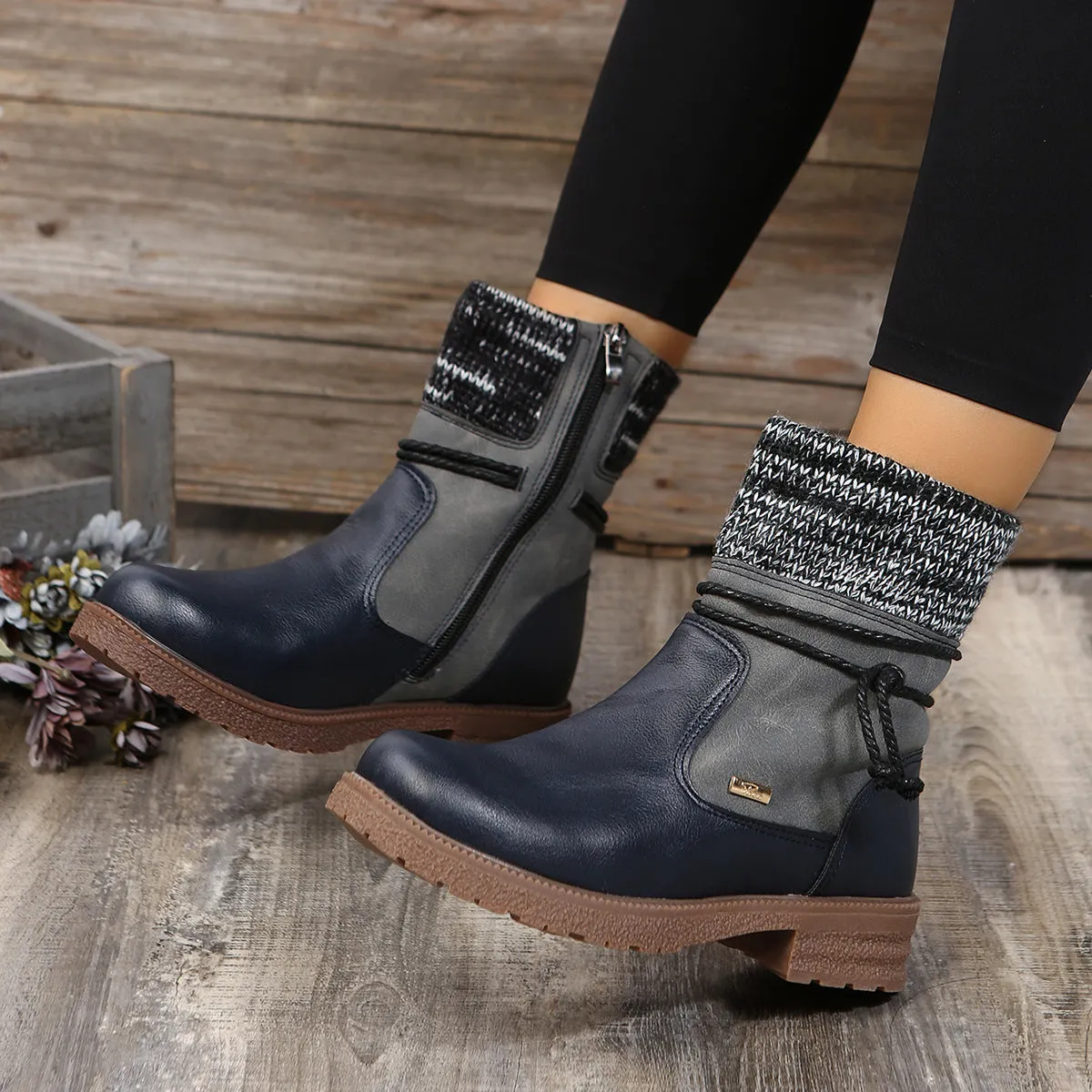 Elegant Leather Slip-On Boots for Women