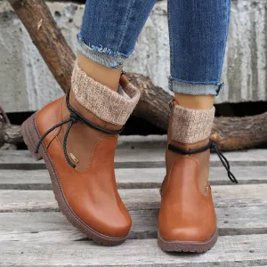 Elegant Leather Slip-On Boots for Women