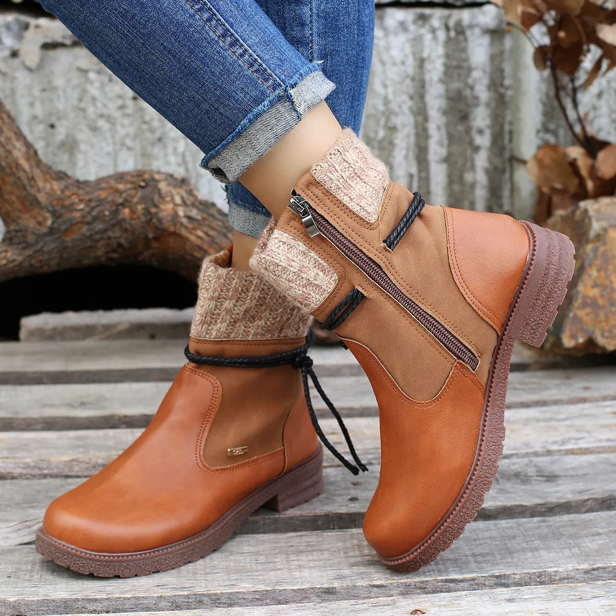 Elegant Leather Slip-On Boots for Women