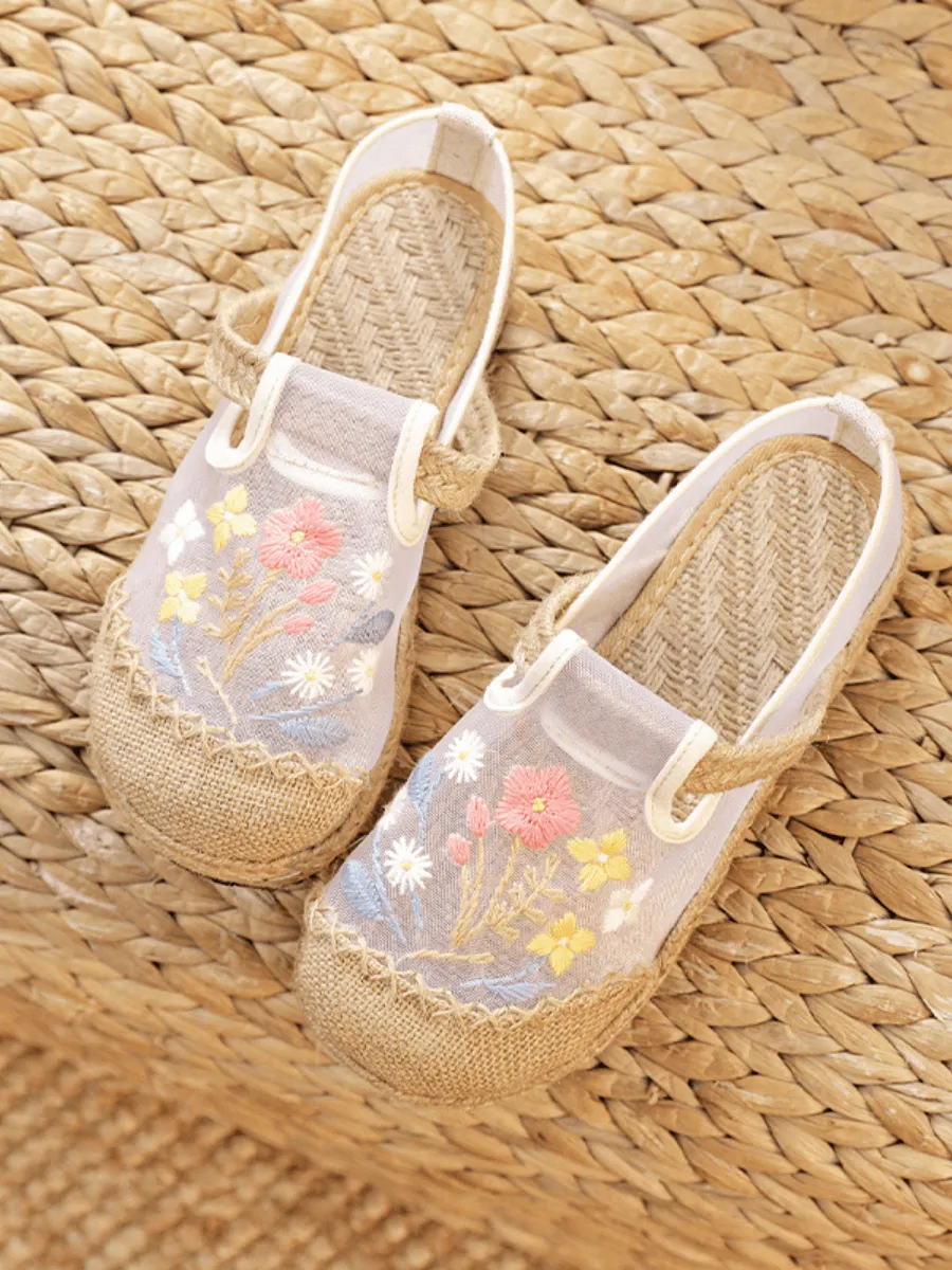 Embroidered Mesh Upper Espadrille Loafer