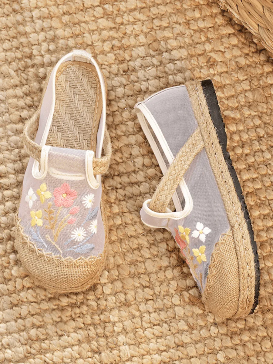 Embroidered Mesh Upper Espadrille Loafer
