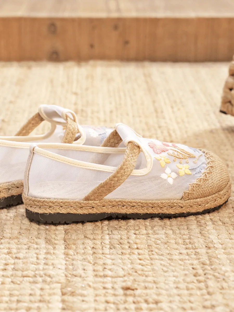Embroidered Mesh Upper Espadrille Loafer