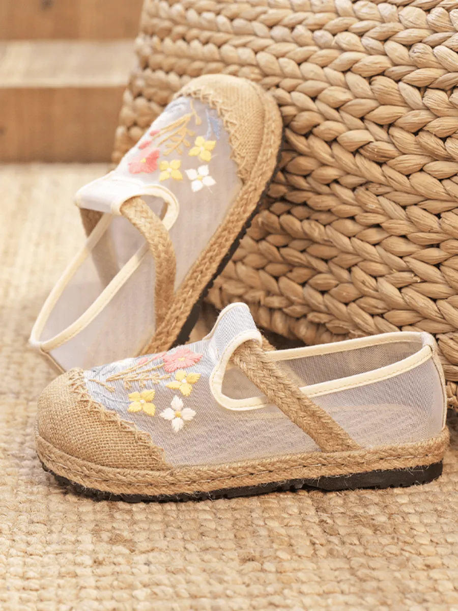 Embroidered Mesh Upper Espadrille Loafer