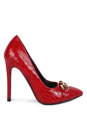 Fanfare Croc Stiletto Pump Heels