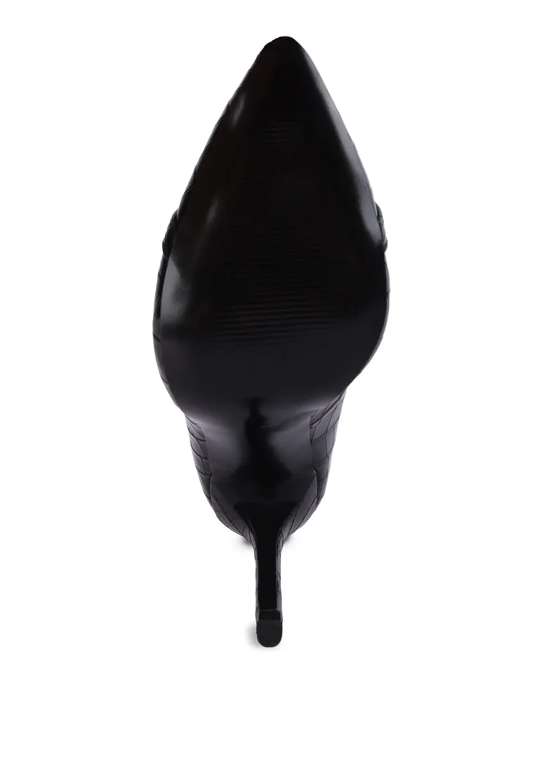 Fanfare Croc Stiletto Pump Heels