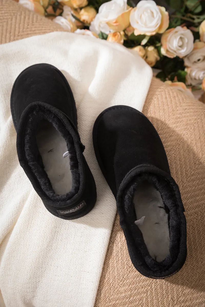 Faux Fur-Lined Suede Tasman Ankle Boot - Black