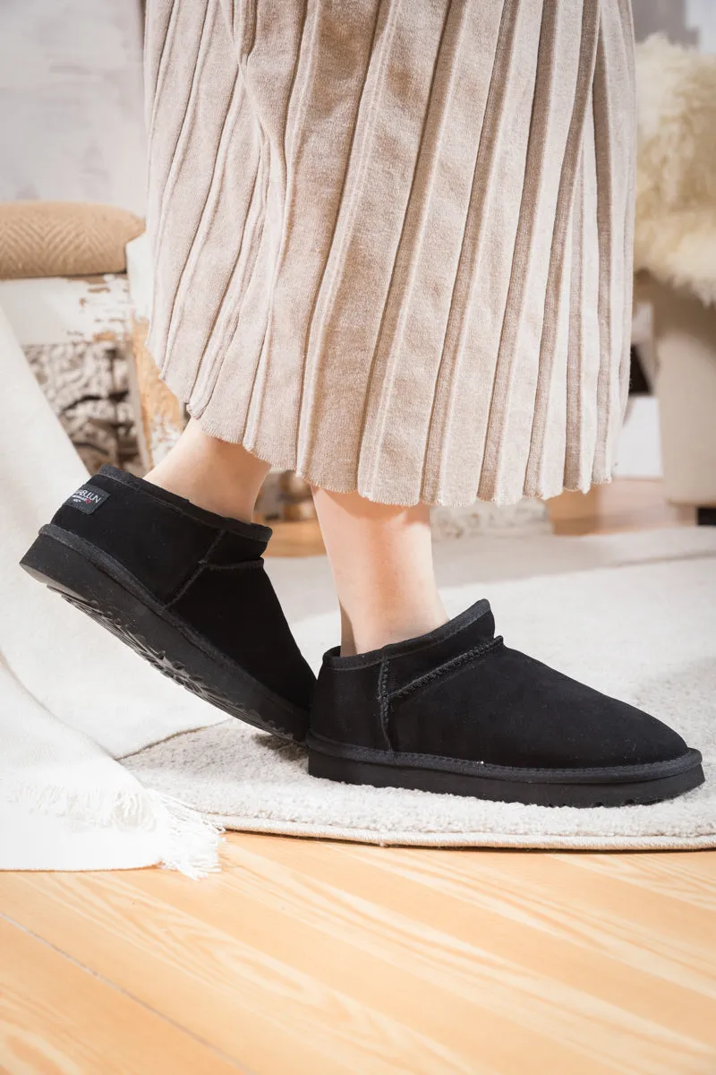 Faux Fur-Lined Suede Tasman Ankle Boot - Black