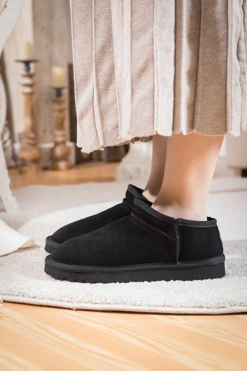 Faux Fur-Lined Suede Tasman Ankle Boot - Black