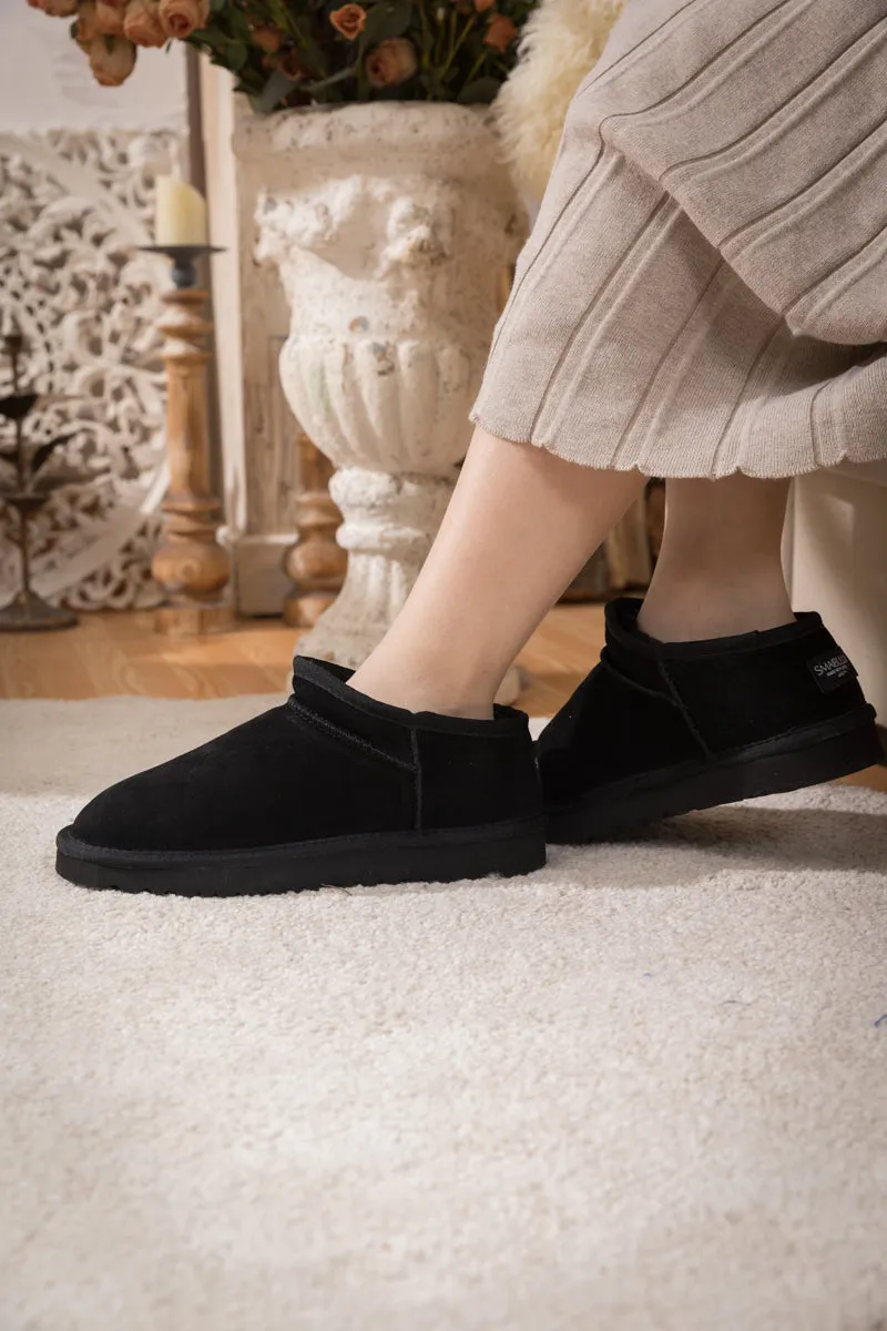 Faux Fur-Lined Suede Tasman Ankle Boot - Black