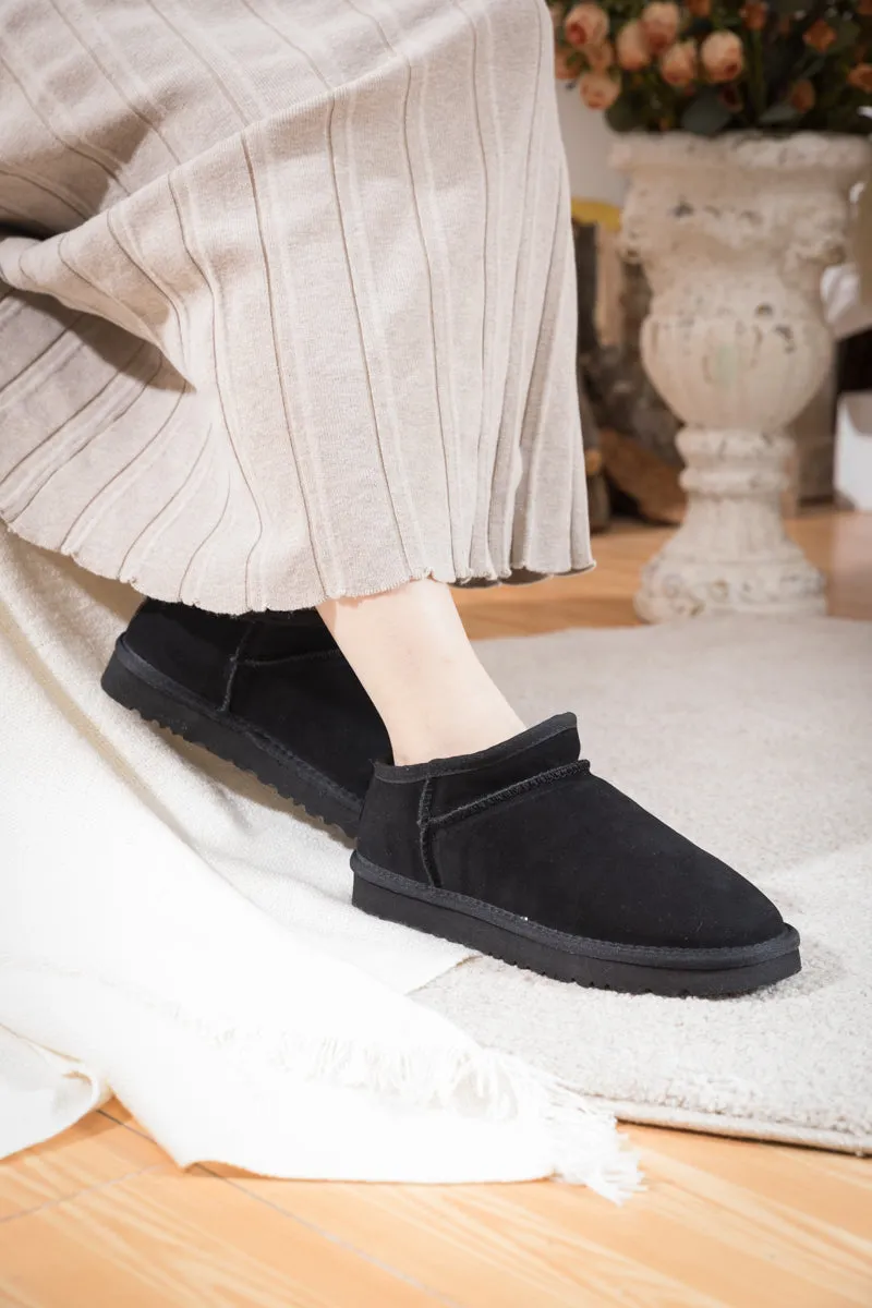 Faux Fur-Lined Suede Tasman Ankle Boot - Black