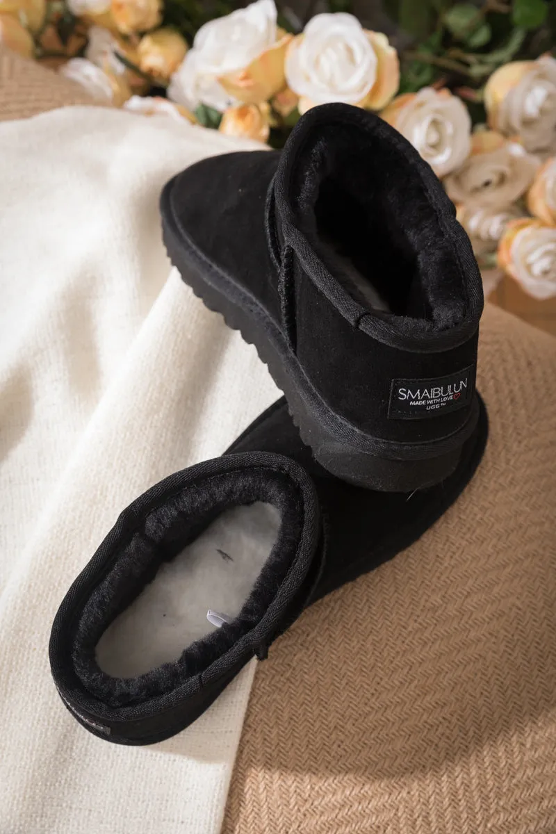 Faux Fur-Lined Suede Tasman Ankle Boot - Black